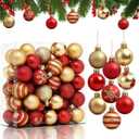 Christmas Ball Ornaments 50pcs Christmas Tree Ball Shatterproof Christmas Hanging Balls Decorations 1.57'' Plastic Baubles Red and Gold Xmas Balls for Christmas Holiday Party Wedding Home Decor