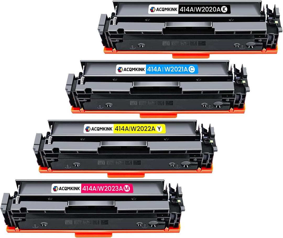 414A Toner Cartridges with Chip Replacement for HP 414A Color Enterprise M455dn MFP M480f; Color Pro M454dn M454dw MFP M479fdn M479fdw Printer Black Cyan Yellow Magenta