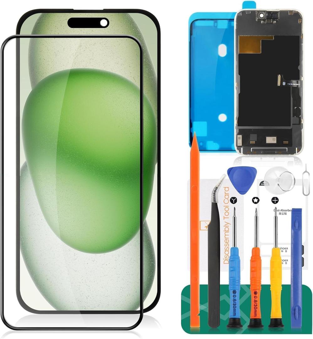 OLED for iPhone 15 Pro LCD Screen Replacement for iPhone 15 Pro Display A2848 A3101 A3104 A3102 Touch Screen Digitizer Assembly Repair Kits (Black,Withour Frame)