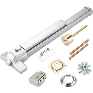 25.5" Commercial Panic Exit Device - Stainless Steel Push Bar Door Lock for Single/Double Doors, Anti-Corrosion Emergency Exit Hardware (Surface Mount)