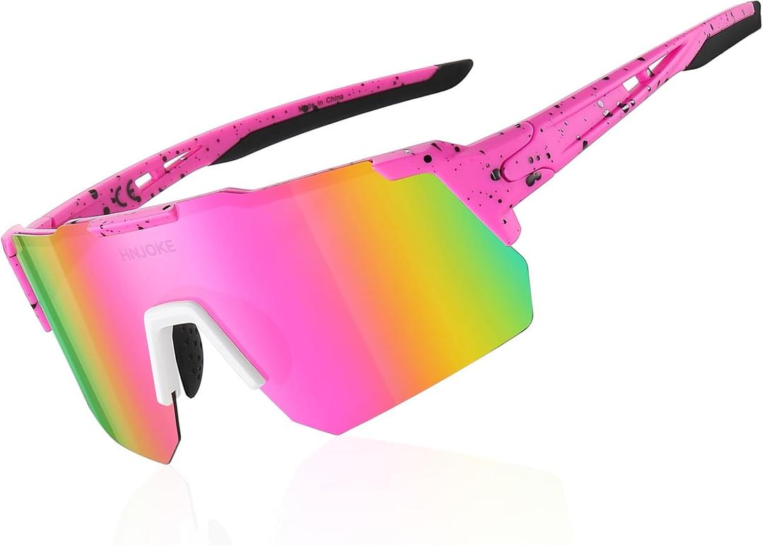 Sports Polarized Sunglasses, UV 400 Protection Sun Glasses Women, Mens Glasses for Cycling Biking Running (Pink)