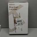 Blanket Ladder Black Expandable Width (17.3-32.3 inch) 5.4 Ft Tall 5 Rungs Metal Quilt Holder Rack Wall Leaning Strong Load Capacity, Modern Farmhouse Decor Easy Assembly for Living Room,Bedroom