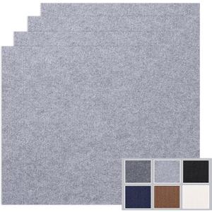 Peel and Stick Carpet Floor Tiles 12x12 Inch, 30 Pack Tile Carpet Squares, 4.5mm Thick Self Adhesive Carpet Tiles, Easy to Install, Durable Non-Slip Polyester for Home Office Light Grey