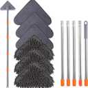 Wall Mop with 80 Inches Long Handle, Wall Cleaner Mop Tool for Window/Walls/Ceiling Fans/Dust/Baseboard/Floors Clean, 360 Ceilings Cleaner Tool Duster with Squeegee 6 Replacement Pads