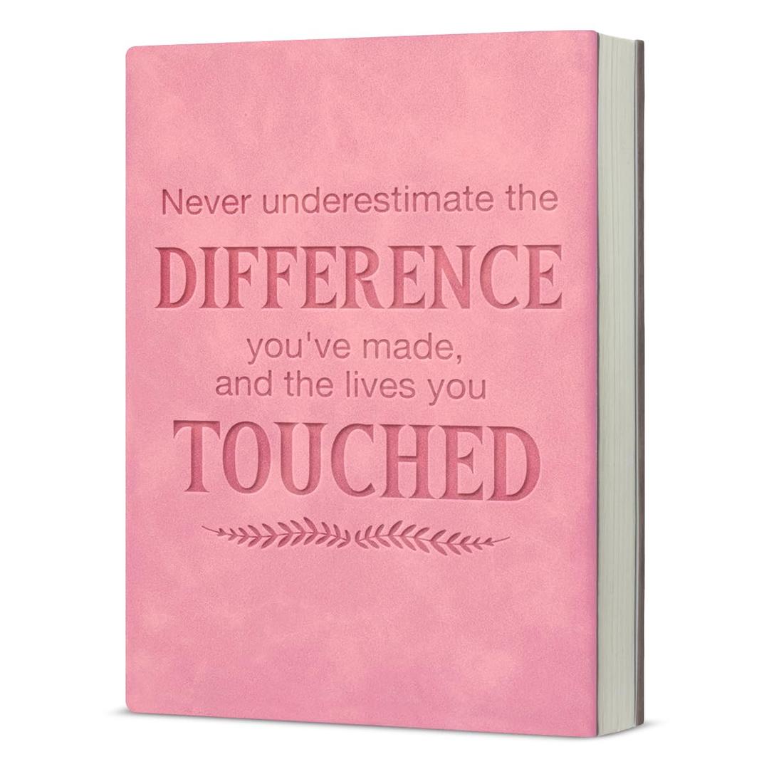 4 x Never Underestimate the Difference You Made Notebook Journal Employee Appreciation Gift, Retirement Gifts for Coworkers Colleagues-Pink