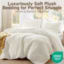 Intelligent Design Queen Comforter Set, Plush Bedding, Microfiber Reverse, 3 Piece, Lightweight, Super Soft Ribbed Velvet Comforter 2 Shams, All Season Fluffy Bed Set, Avril, Full/Queen Ivory