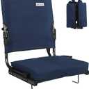 Stadium Seats for Bleachers with Back Support Wide, Portable Bleacher Chairs with Highest Back and Thick Cushion, Folding Padded Stadium Chair for Adults at Sports Events and Concerts. (Navy Blue)