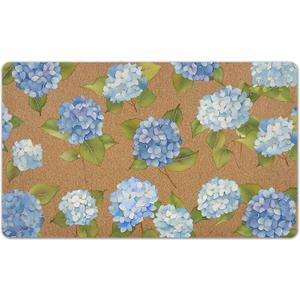 Blue Hydrangea Floral Door Mat, Hydrangea Flower Decorative Front Door Mat Outside Entrance, Blue Hydrangeas Artificial Coir Doormat Rugs for Indoor Porch Patio Entryway Entry, 17x30 In