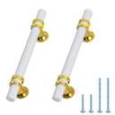 Rovanboao 25 Pack | 6 Inch Two Tone Cabinet Pulls Matte White and Gold Base Stainless Steel Kitchen Drawer Handles Cupboard Vanity Dresser Hardware 6 InchLength, 3.75” Inch Hole Center