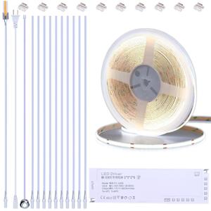 BENLUN 12V COB LED Under Cabinet Strip Lighting Kit 32.8ft, 6000K Cool White Cuttable LED Tape Lights 8W/M CRI 93 320LEDs/M with Dimmer and Power Supply for Kitchen Bookcase Shelf Display