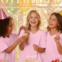 Oakgarden Girls' Shirts 5-14 Years Oversized Short Sleeve Summer T-Shirts V Neck Drop Shoulder Top Kids Casual Basic Cute Tee (Pink)