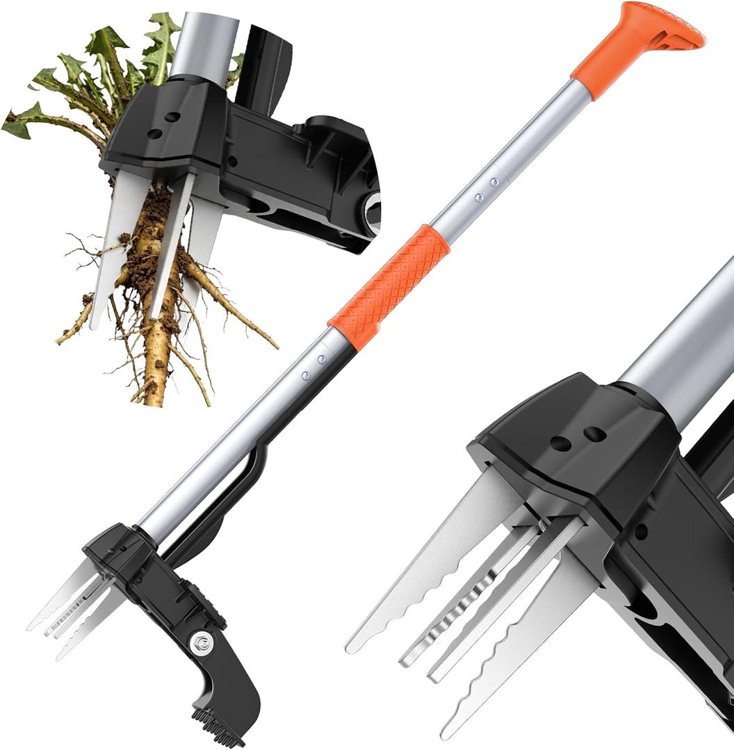 Stand Up Weed Puller Tool, Long Handle Garden Weeder with 4 Stainless Steel Claws, 39.3" Heavy Duty Weed Remover Tool for Lawn & Yard, Pull Weeds by Root Without Bending