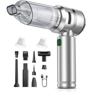 Car Vacuum, c3 Suction Modes, Portable Mini Cordless Cleaner with 24000pa Suction Power, Type-C Charge, Handheld Vacuum for Home, Car, Office Desk, Keyboards (Dark Silver)