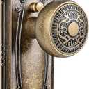 CEYMIO Antique Brass Door Knob Privacy Bedroom Bathroom with Lock, Vintage Interior Door Handle with Plate for Hallway, Closet, Farmhouse Style(1 Pack)
