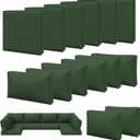 Aoxun 14pcs Patio Cushion Covers Replacement, Waterproof Outdoor Furniture Cushion Covers with Zipper and Non-Slip Bottom, Patio Sofa Couch 3 Sizes for Patio Sectional, Covers Only (Green)