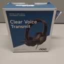 AOC USB Headset with Microphone for PC, Over-Ear Wired Headphones with Mic, Noise-Cancelling Boom, 40mm Audio Drivers, USB-A/C Compatibility for Office, Call Centers & Online Meetings (Black)