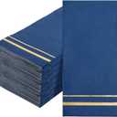 BUCLA 100-Count 3-Ply Disposable Napkins - Blue Paper Napkins Disposable Premium Quality - Dinner Napkins Disposable Soft, Absorbent for Parties, Weddings, Kitchen, Hanukkah and Cocktail Beverage