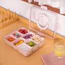 Patent Design Ribbed Snackle Box Container Divided Serving Tray with Lid and Handle -Charcuterie Container Portable Storage Organizer for Candy, Fruit, Beach, Picnics1 pcs, Pink