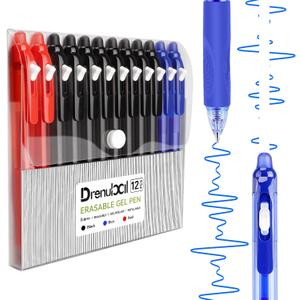 12-pack Erasable Pens - Black & Blue Gel Ink, Quick-Drying, Retractable Comfort Grip Writing Pens for School, Office, Exams - Gift Set for Students, Kids & Artists (3 Color)