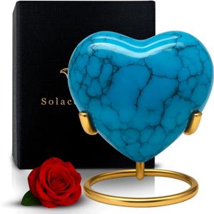 Small Urns for Human Ashes Keepsake  Heart Urn  Mini Urns with Stand & Box  A Loving Heart Shaped Cremation Urn to Honor Their Memory Forever (Blue, Small)