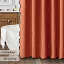 MIULEE 84" Long Scalloped Shower Curtain Linen Textured with 12 Metal Hooks Cute Extra Long Heavy Duty Washable Waterproof Cloth Curtains with Black Border for Bathroom Hotel Bathtub,Burnt Orange
