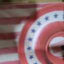 Kingen American flag Patriotic theme party supplies, 18'' Rectangle and 13'' Round Set of 2 Extra-Large Bamboo Serving Trays, Independence Day, Reusable and Dishwasher Safe