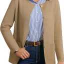 GRACE KARIN Sweater Blazers for Women 2025 Casual Button up Cardigan Sweater Open Front Knit Blazer Jacket with Pockets (M)