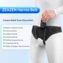 Hernia Belt for Men - Adjustable Support Brace, Comfortable & Breathable Design, Ideal for Single/Double Inguinal Hernia Pain Relief, Discreet Wear for Everyday Use (Black, Medium)