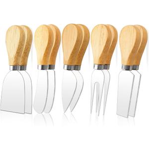 10 Pcs Cheese Knives, Wooden Handle Cheese Knife Set for Charcuterie Board, Mini Steel Stainless Cheese Cutter, Spreader, Fork for Party Wedding Christmas, Charcuterie Accessories