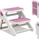 MoreFeel Foldable Toddler Step Stool for Bathroom Sink - 2-Step Kids Stool for Potty Training, Kitchen Counter & Bedroom, Sturdy Non-Slip Child Safety Stool Helper