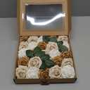 Ling's moment Artificial Flowers 25Pcs Gold Roses Decor w/Stems,3" DIY Foam Floral for Wedding Bouquet/Centerpieces, Outdoors Party Backdrop, Room/Table, and Garden/Pot Decorations