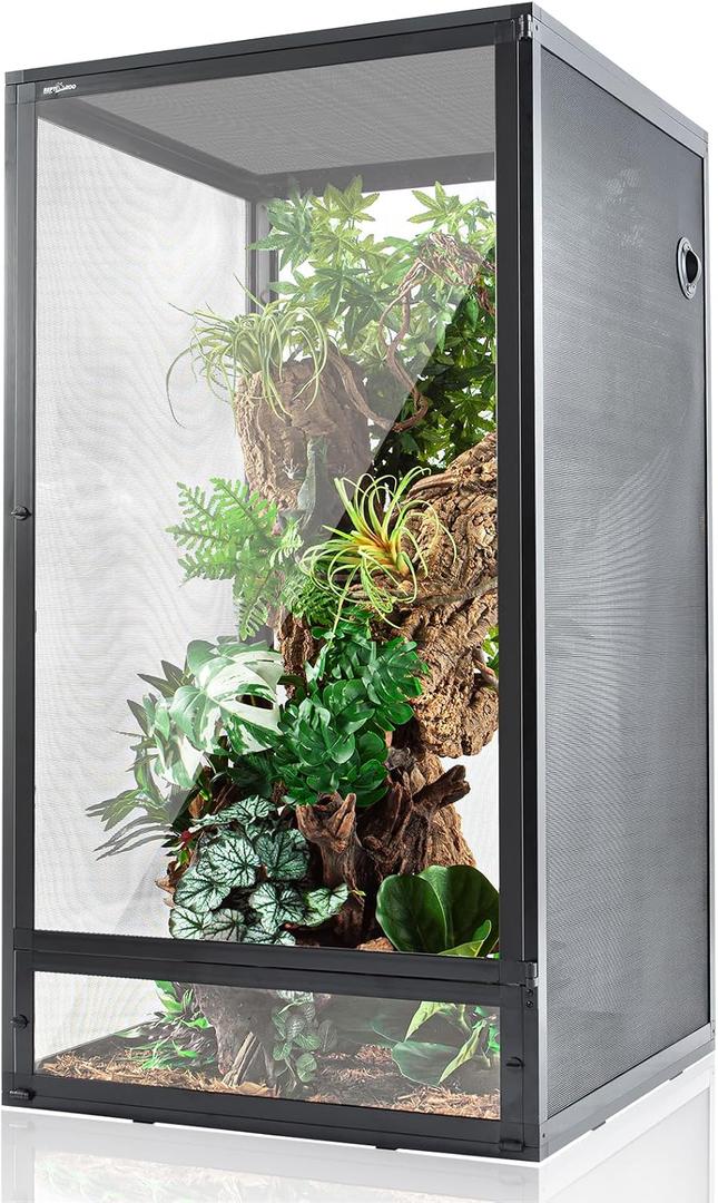 REPTI ZOO 120 Gallon Reptile Terrarium - Aluminum Screen Cage Open Air Foldable Tank for Bearded Dragon, Snake and More