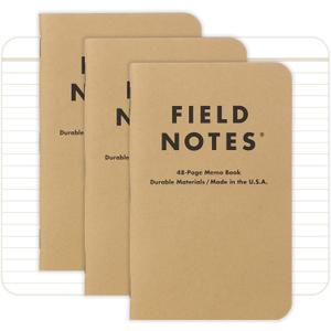Field Notes: Original Kraft 3-Pack - Ruled Paper Memo Books - Lined 48 Page Pocket Notebooks - 3.5" x 5.5"