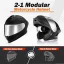 Motorcycle Helmets,Dual Visor Flip up Modular Full Face Helmet(XXL)