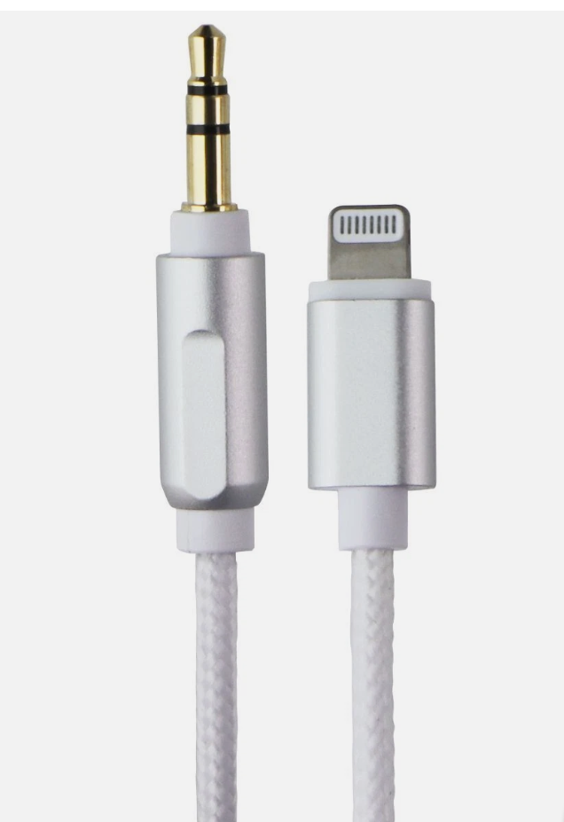 Acoustix (6-Ft) 3.5mm to 8-Pin Braided Auxiliary Cable - White