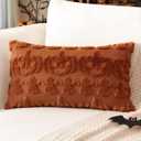 2 x Artscope Halloween Pillow Covers 12 x 20 Set of 2 Decorative Ghost Holiday Pumpkin Throw Pillow Cases Soft Plush Faux Fur Couch Cushion Case for Farmhouse Halloween Sofa Bed Room Home Decor-Rust