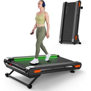 Vitalwalk Walking Pad Treadmill with Incline, 43"x18" Wide Full Deck, Auto Incline, Portable Under Desk Treadmills for Home Office, Vertical Store Space-Saving, Heavy Duty, APP, Green Black