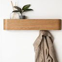 Basic Wooden Wall Mount Coat Rack with Shelf and Integrated Hooks Sturdy Build for Jackets Bags Umbrellas Storage Permanent Clothes Rack, 17 inches, 4 Hooks