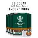Starbucks K-Cup Coffee Pods, Medium Roast Hot or Iced Coffee, Pike Place Roast, 60 Keurig Pods (EXP 08/19/26)