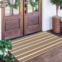 Black and Tan Outdoor Rug 2'x4',Striped Front Porch Rug Machine Washable Front Door Mat Entryway Throw Rug for Front Porch Indoor Outdoor Doormat