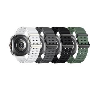Acextro 4-Pack Marine Sport Band Compatible with Galaxy Watch Ultra Bands 47mm (2025/2024), Samsung Watch 7 Ultra Bands for Men Women, Breathable Ocean Silicone Strap No Gap Design