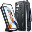 FNTCASE for Samsung Galaxy S25-Plus Case: Military Grade Rugged Cell Phone Cover with Kickstand & Belt Clip Holster | Shockproof TPU Protection Bumper Design for Samsung S24 Plus Cases (Black)