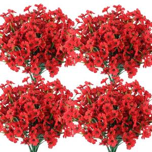 Hananona  8 Bundles Artificial Flowers Outdoor Red Fake Flowers UV Resistant No Fade Faux Outdoor Plants Garden Porch Window Box Christmas Decorating