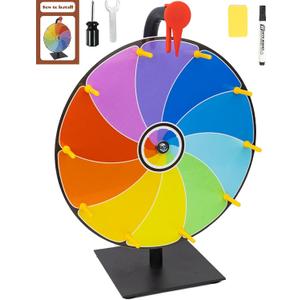 12 Inch Heavy Duty Spinning Prize Wheel - 10 Slots Color Tabletop Roulette Spinner of Fortune, with Eraser for Trade Show, Carnival, Win Fortune Spin Games, Multiple Colors