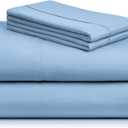 LuxClub 4 PC Queen Sheet Set, Breathable Luxury Bed Sheets, Deep Pockets 18" Wrinkle Free Cooling Sheets Machine Washable Hotel Bedding Silky Soft - Sky Queen