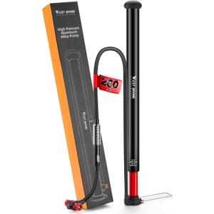 WEST Biking Updated Bike Pump with Gauge, High Pressure 260Psi, Bicycle Floor Pump Inflator for Road Bike MTB (Black)