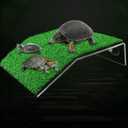 DoubleWood Lawn Turtle Basking Platform Turtle Resting Basking Platform, Simulation Grass Turtle Ramp for Turtle Tank, for Small Reptile Frog Terrapin (Large)