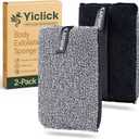 Yiclick Exfoliating Body Scrubber (2 Pack), Body Exfoliator Scrubber, Exfoliating Sponge for Shower Bath, Shower Loofah Luffa Lufa with Handle for Men Women, Dead Skin Exfoliator for Body Scrub