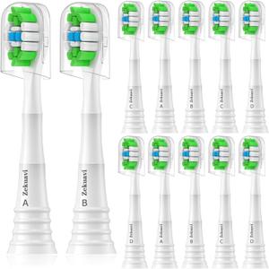 Replacement Heads Compatible with Phillips Sonicare Electric Toothbrush, Toothbrush Replacement Brush Head Fits for Philips Sonicare Protective Expert Daily 4100 1100 5100 6100, 12 Pack, White