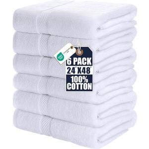 Utopia Towels 6 Pack Medium Bath Towel Set, 500 GSM 100% Ring Spun Cotton, Lightweight and Highly Absorbent Quick Drying Premium Towels for Hotel, Spa and Bathroom, White